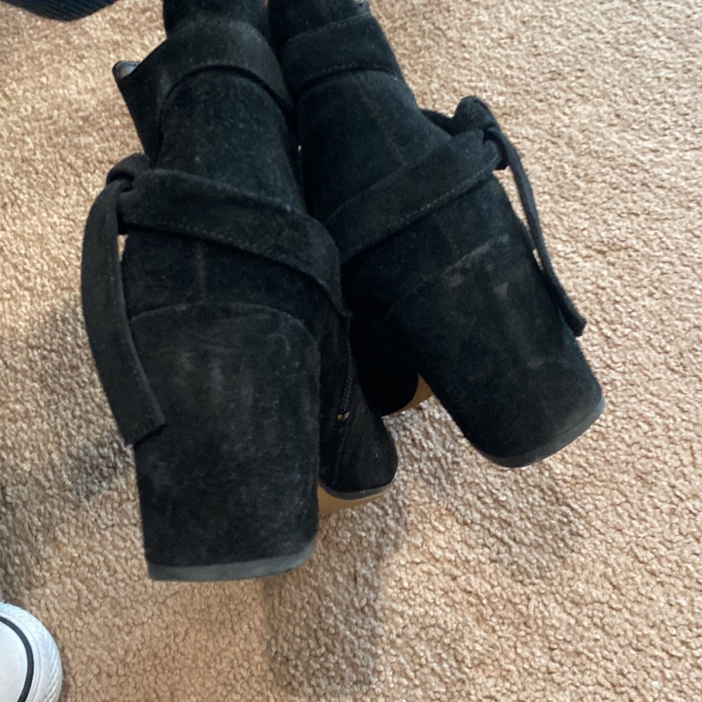 Franco Sarto Pamela booties Black Suede Leather Zip Ankle Boots - Picture 5 of 7